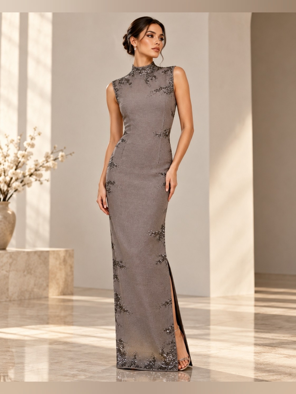 16ARLINGTON Mira Crystal Embellished Maxi Gown Dress Size 8 NWT